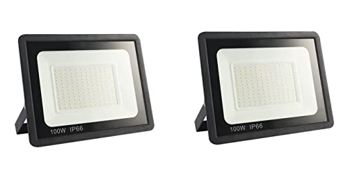 【2個セット】IP66防水 LED 投光器 作業灯 100W 15000LM フラッドライト 省エネ 高輝度 アース付きプラグ PSE適合 1.8Mコード ワークライ