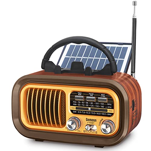 Gemean 携帯ラジオ FM/AM 短波ラジオ bluetooth ワイドFM対応 高感度 ラジオ USB/SDカード対応 MP3プレーヤー 大音量 単1形電池/太陽光/U