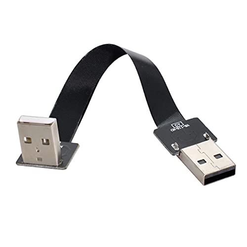 Cablecc USB 2.0Type-AオスからType-AオスデータフラットスリムFPCケーブルダウンアングル90度FPV＆ディスク＆スキャナー＆プリンター200