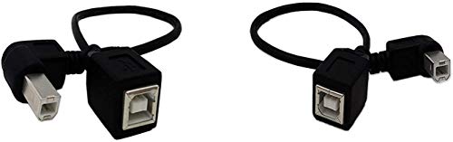 SinLoon 2パック USB 2.0 タイプB プリンタ ケーブル USB 2.0 B オス からメス 左向き+右向き 短い 延長 ケーブル プリンター スキャナー