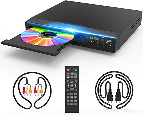 DVDプレーヤー HDMI 1080Pサポート CPRM対応 DVD/CDディスクプレーヤー再生専用 RCA/HDMIケーブル付属 RCA/HDMI/USB端子搭載 日本語説明