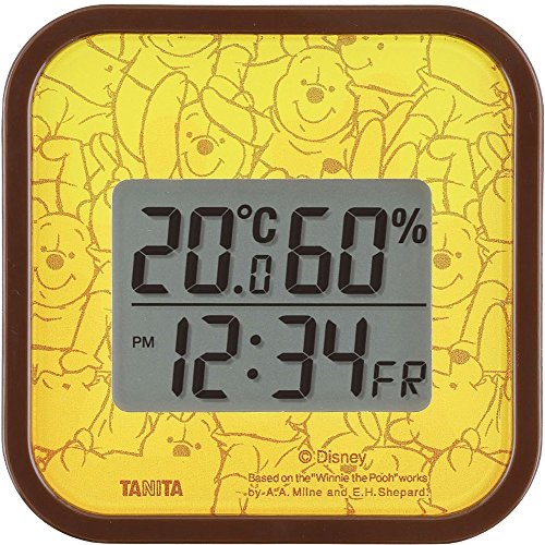 タニタ 温湿度計 時計 カレンダー 温度 湿度 デジタル 壁掛け 卓上 マグネット ディズニー プーさん TT-DY01 PO