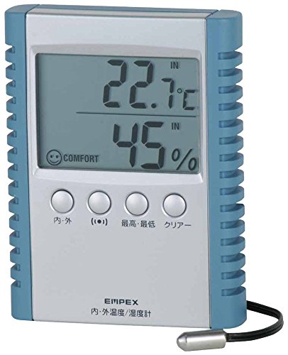 エンペックス気象計 温度計・湿度計 シルバー (約)H9.8×W7.5×D1.8cm