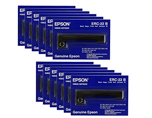 純正Epson ( erc-22b ) 12パックブラックリボンカートリッジfor: M - 180、m-181、m-183、m-185 ( e65103 )