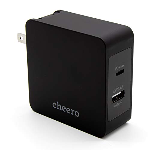 cheero 2 port PD Charger USB-C PD 45W + USB-A 合計 57W (パワーデリバリー対応 充電器 小型アダプタ) 対応機種へ超高速充電 AUTO-IC搭