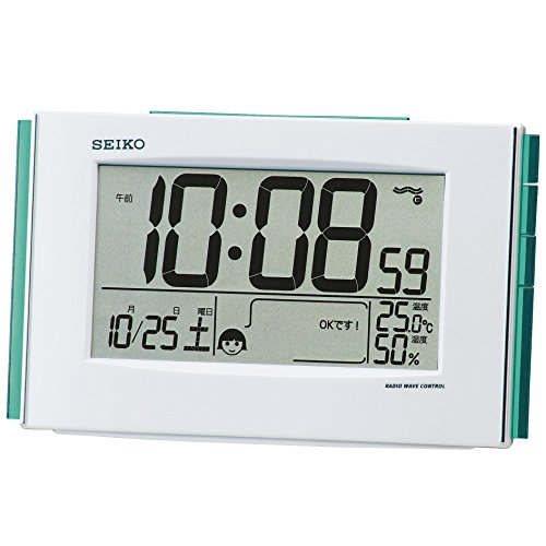 セイコー クロック 目覚まし時計 快適環境NAVI 電波 デジタル カレンダー 温度 湿度 表示 白 パール SQ776W SEIKO