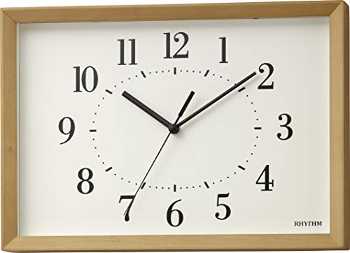 リズム(RHYTHM) 電波時計 掛け時計 置き時計 兼用 A4 サイズ 木枠 インテリアクロック ライトブラウン 21x29.7x5.2cm RHYTHM PLUS 8MY557