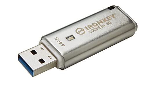 Kingston Ironkey Locker+ 50 64GB Encrypted USB Flash Drive USB 3.2 Gen 1 XTS-AES Protection & TAA Compliant Multi