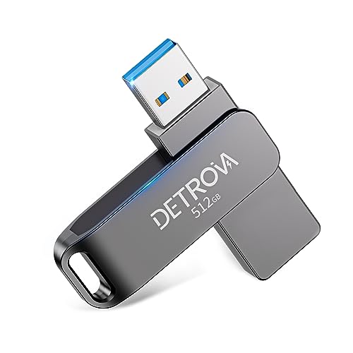 【2023年末新登場】 DETROVA USB メモリ 512GB USBメモリ USB3.0メモリー 大容量 外付け 容量不足解消 小型 360度回転式 Mac Windows PC