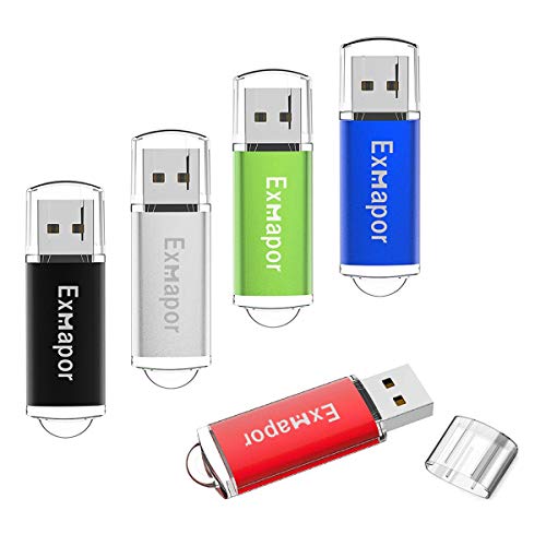 5個セット 64GB USBフラッシュメモリ Exmapor USBメモリ キャップ式 五色（赤、黒、銀、緑、青）