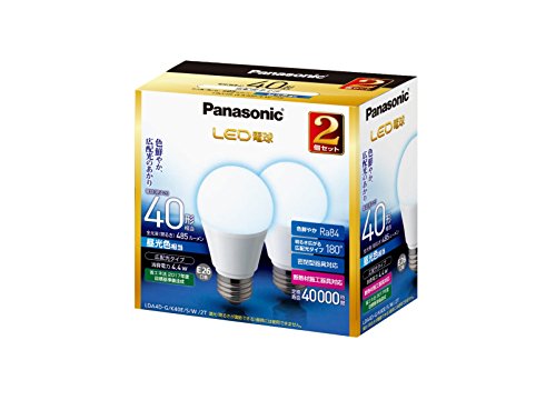 パナソニック LED電球 口金直径26mm 電球40W形相当 昼光色相当(4.4W) 一般電球・広配光タイプ 2個入 密閉形器具対応 LDA4DGK40ESW2T