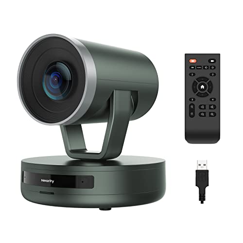 NEARITY ウェブカメラ PTZ 会議室 カメラ Ｗeb会議カメラ マイク付き 10倍ズーム AI自動追踪 リモコン付き 2K FHD1080P 30fps 120°超広