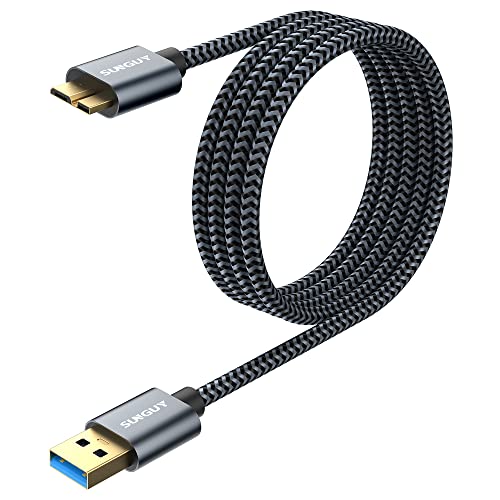 USB3.0 Micro B ハードディスク ケーブル SUNGUY USB タイプAオス - マイクロBオス 5Gbps データ高速転送ケーブル外付けHDD/SSD,Blu-ray,