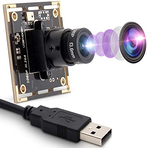 ELP カメラ モジュール 2MP IMX323 センサー ウェブカメラ付き H.264 および 0.01LUX 低照度 USB カメラ マイク付き 1080P 3.6mm レンズ