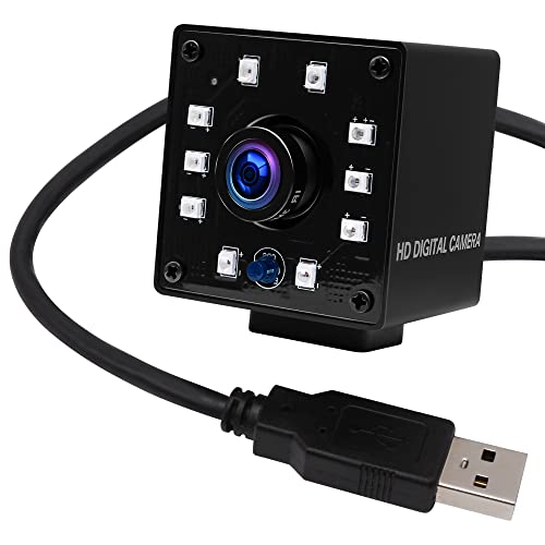 ELP 1080P 暗視 USBカメラ 広角 小型 ウェブカメラ 200万画素 自動赤外線 防犯カメラ 高速 Webカメラ 赤外線ナイトビジョン Webかめら CM