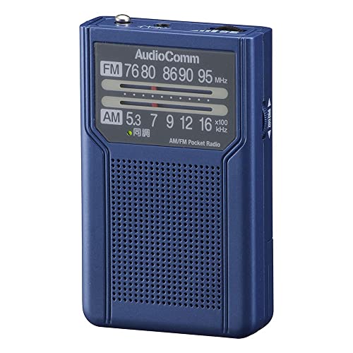 オーム(OHM) 電機AudioComm AM/FMポケットラジオ ポータブルラジオ コンパクトラジオ 電池式 電池長持ちタイプ ブルー RAD-P136N-A 03-72