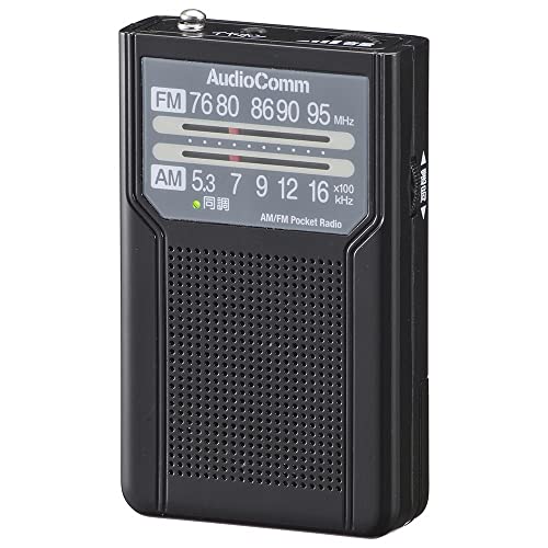 オーム(OHM) 電機AudioComm AM/FMポケットラジオ ポータブルラジオ コンパクトラジオ 電池式 電池長持ちタイプ ブラック RAD-P136N-K 03-
