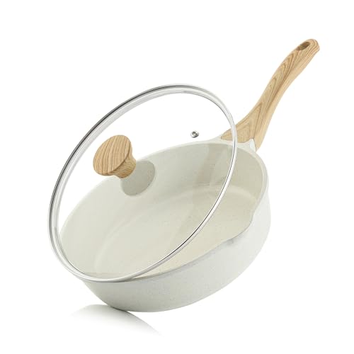 SENSARTE フライパン 深型 28cm セラミックコーティング 蓋付き IH対応 ガス火対応 焦げ付きにくい 炒め鍋 軽量 中華鍋 お手入れ簡単 こ