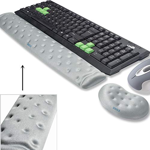 BRILA 低反発素材 マウス & キーボードリストレスト サポートパッドクッションセット コンピュータ ノートパソコン オフィス 仕事 PCゲーム