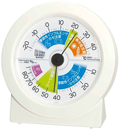 エンペックス気象計 温度湿度計 生活管理温湿度計 置き用 日本製 オフホワイト TM-2880