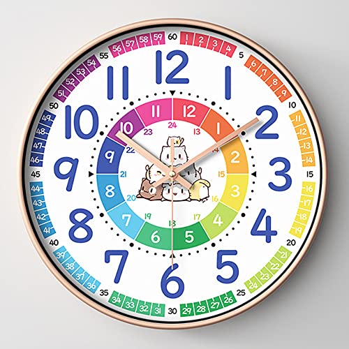 Icycow知育時計 正確な時刻を刻む 漫画柄 壁掛け 掛け時計 子供 知育 見やすい おしゃれ 子供部屋 カラフルな 子どもの掛け時計 キッズ 1