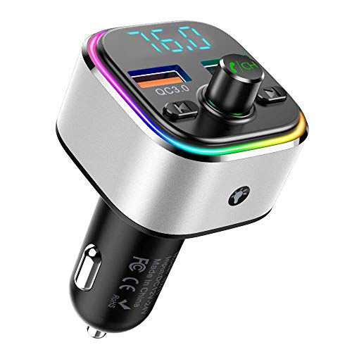 Nulaxy FMトランスミッター Bluetooth5.0 車用 2USBポート QC3.0急速充電 ハンズフリー通話 カーチャージャー シガーソケット micro SDカ
