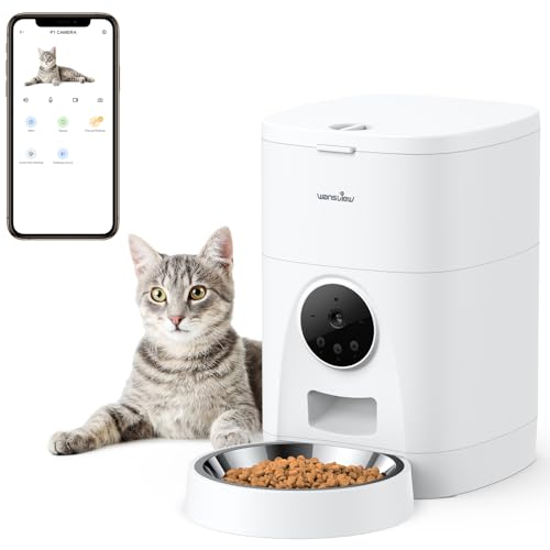 Wansview 自動給餌器 猫犬対応 300万高画素カメラ付き 4L大容量 音声録音録画可 スマート自動餌やり機 アプリ操作 1080Pより高精細2Kペッ