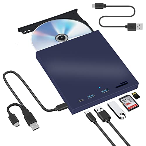 【TF/SDカードに対応 ケーブル長50cm】DVDドライブ 外付け USB3.0 Type-C Windows11 Macbook dvdドライブ CD/DVD DVD±RW DVD プレイヤー